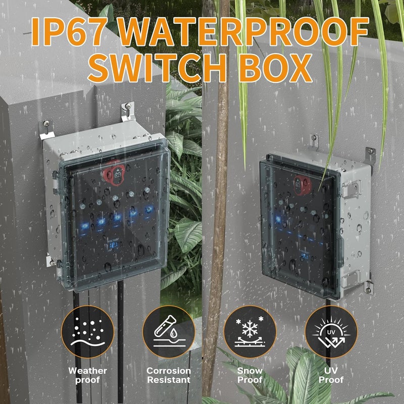 Joinfworld 5 Gang Rocker Switch Box Marine 12V Toggle Switch Panel Waterproof LED Lighted with Breaker USB ＆ PD Type C Charger LED Voltmeter for Boat Automotive Car - Image 3